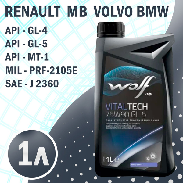 Масло трансмиссионное 75w90 WOLF VITALTECH 75W90 GL 5 1л - купить по ...