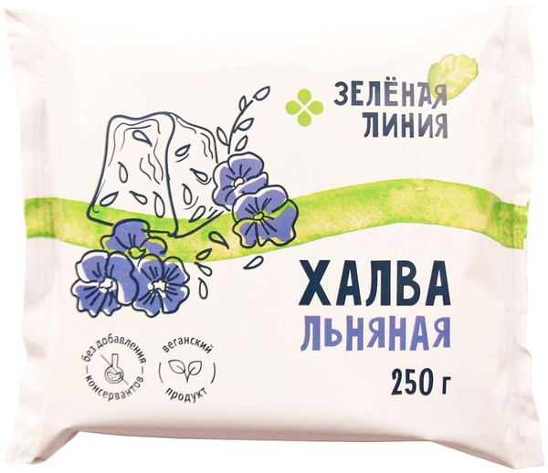 Халва Зелёная Линия льняная с семенами льна на фруктозе 250г - купить с ...