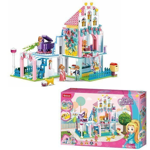 Конструктор SLUBAN Розовая Мечта. Домик мечты с фигурками и ...