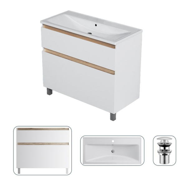 Тумба с раковиной в ванную AM.PM с металлическим донным клапаном ...