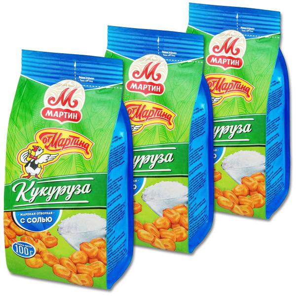 Характеристики Кукуруза От Мартина С солью, отборная жареная, 100 г, 3 ...