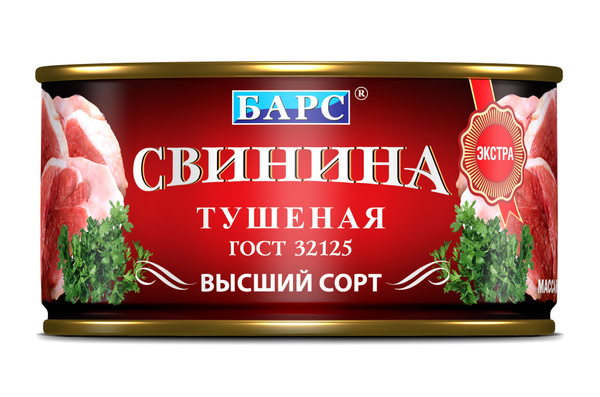 Барс свинина тушеная высший сорт ГОСТ экстра, 325 г - купить с ...