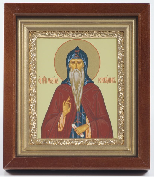 Икона Максим Исповедник, в сложном киоте 11х13, темпера, золочённая ...