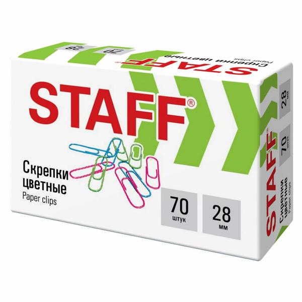 Скрепки канцелярские Staff 28 мм, цветные 70 штук - купить с доставкой ...