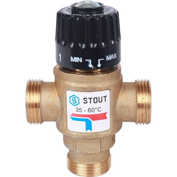Трехходовой термостатический смесительный клапан Stout 3/4 35-60С KVs 1 ...