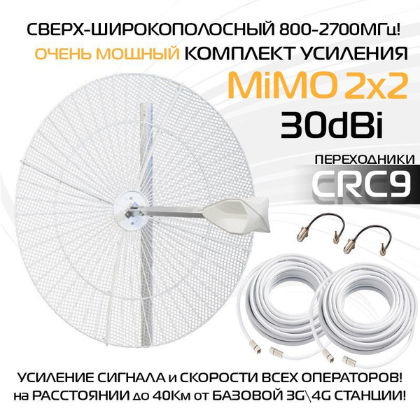 Комплект 4G Антенна MiG 30dBi MiMO для USB модема или Роутера для ...