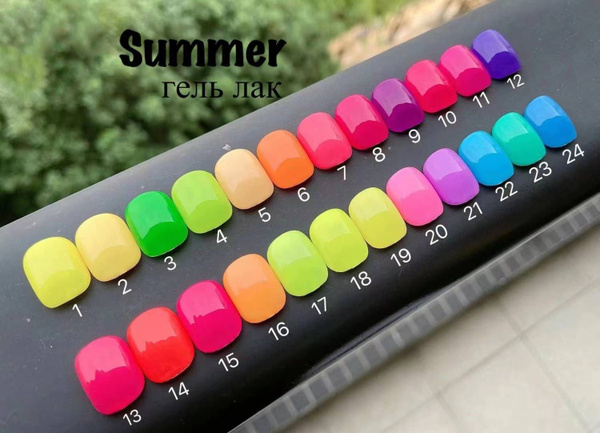 палитра ярких цветов гель лака на лето