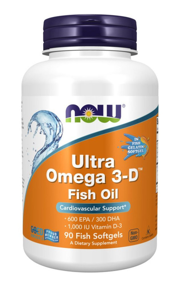 Ultra Omega NOW Ультра Омега 3-D (витамин Д3) Fish Oil, 90 гелевых ...