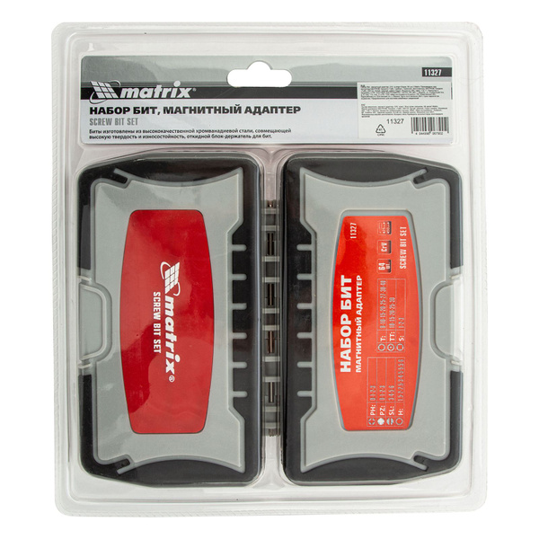 Бита Matrix Набор бит, магнитный адаптер, CrV, пластиковый кейс, 64 шт ...