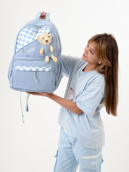 Рюкзак для школы подростковый модный, цвет голубой - купить с доставкой ...