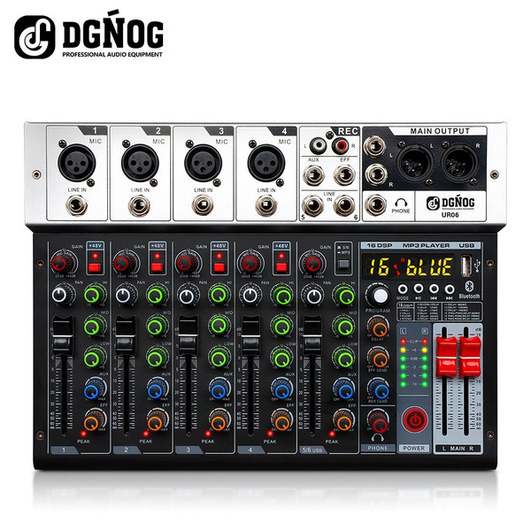 Профессиональный 6-канальный DJ-микшер DGNOG UR06 USB Аудио микшерный ...