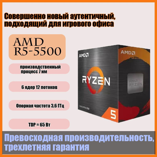 Процессор AMD Ryzen 5, BOX (без кулера), 6 яд., 3.6 ГГц купить по ...