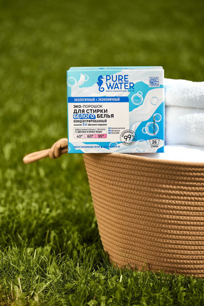 Pure Water Эко Стиральный порошок для белого белья 800 г натуральный ...
