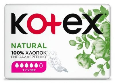 Kotex Гигиенические прокладки Natural Super, 7 прокладок в упаковке ...