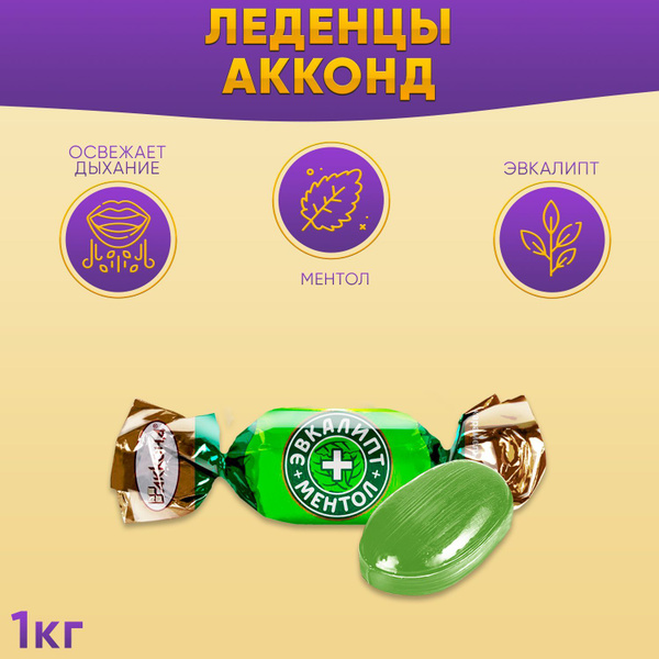Карамель Эвкалипт + ментол 1кг Акконд - купить с доставкой по выгодным ...