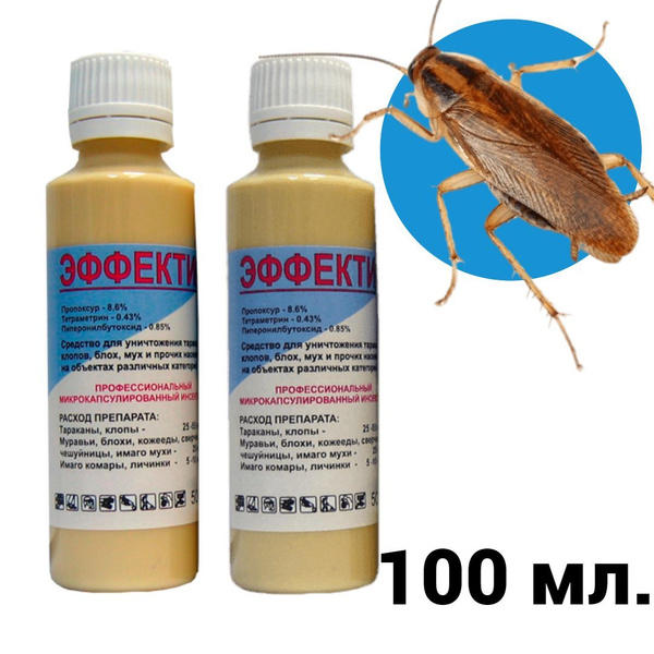 Эффектив 100 мл. + Маска KN95. Супер средство от тараканов, клопов ...