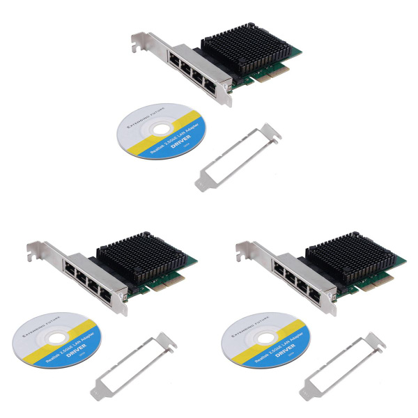 Сетевая карта PCIE X4 2.5G RTL8125B, 4 порта Ethernet - купить с ...