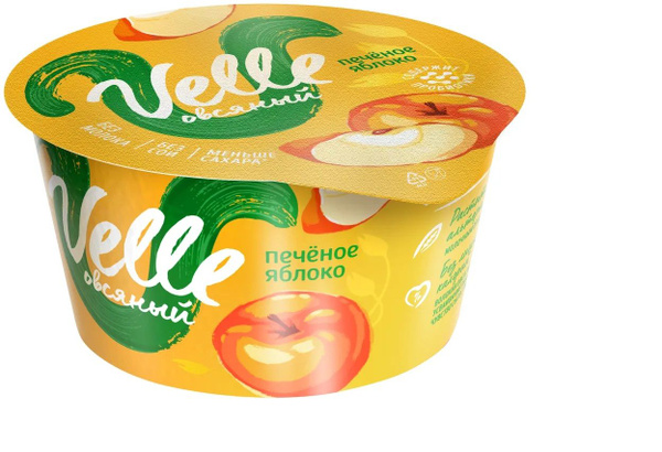 Продукт овсяный ферментированный Печеное яблоко 130 г, Velle купить на ...