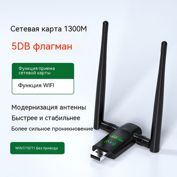 Сетевая карта Wi-fi адаптер для пк и телевизора, 5 ГГц, двухдиапазонный ...