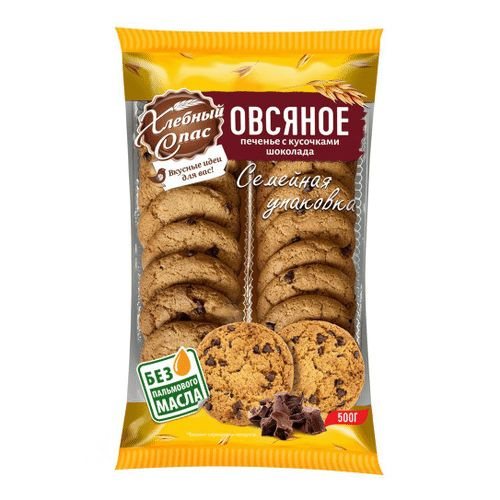 Печенье Хлебный Спас Овсяное с Кусочками Шоколада 500г - купить с ...