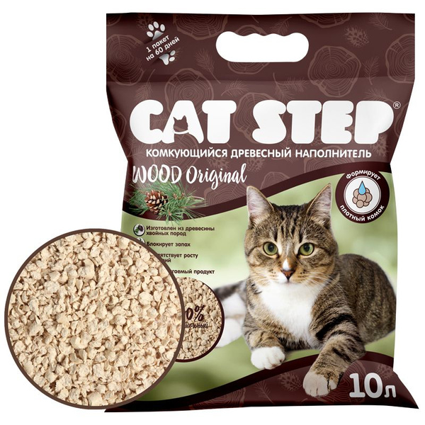 Наполнитель для кошачьего туалета Cat Step Wood Original, комкующийся ...