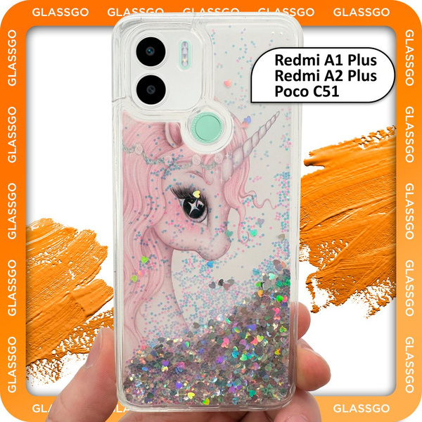 Чехол силиконовый переливашка с рисунком единорог на Xiaomi Redmi A1 ...