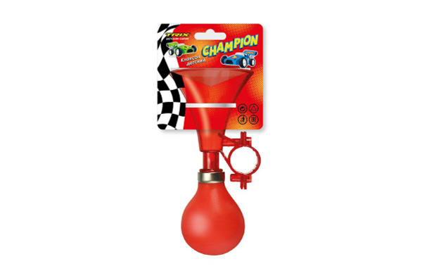 Клаксон TRIX Champion детский, один рожок, пластик-резина, красный ...