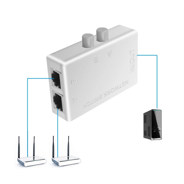 Сетевой коммутатор RJ45, 2-портовый сетевой коммутатор LAN Ethernet ...