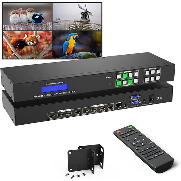 Матричный коммутатор 4K HDMI 4x4 поддерживает Web GUI с пультом ...