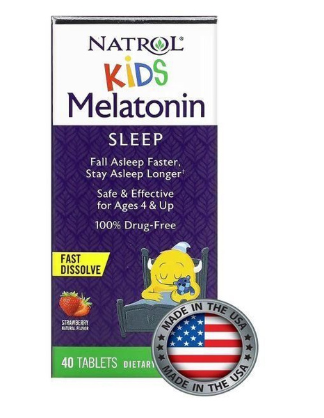 Natrol, Kids, мелатонин для детей от 4 лет, клубничный вкус, - купить с ...