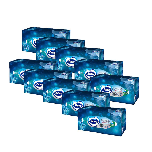 Zewa Салфетки бумажные косметические Deluxe Дизайн, 10 пачек - купить с ...