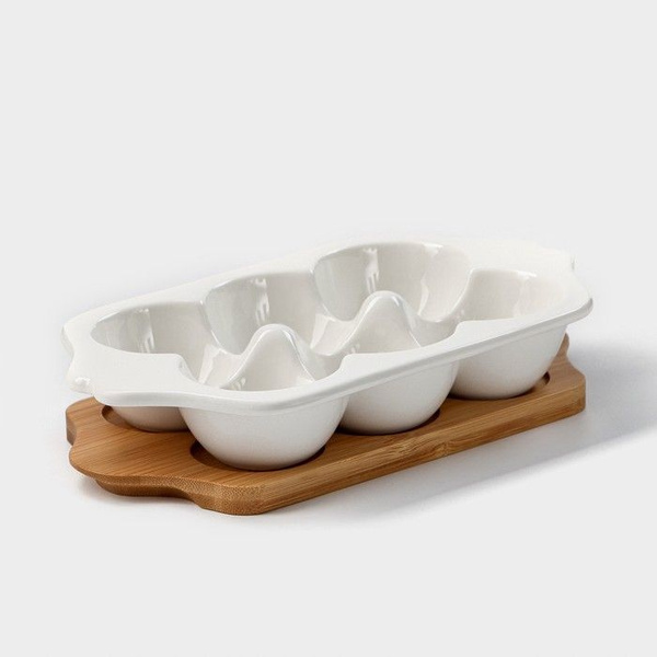 Подставка фарфоровая для яиц 6 ячеек Bella Tenero, 19,2х11х3,6 см ...