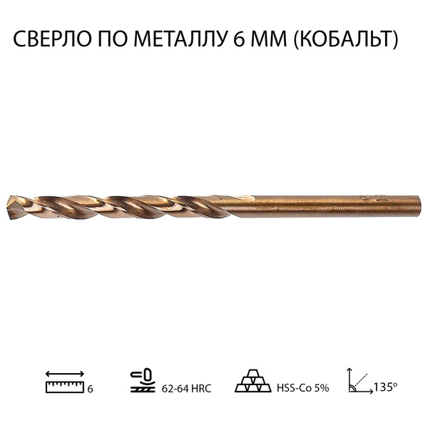 Сверло по металлу 6 мм кобальт 1 шт - купить по выгодной цене в ...