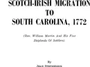 Scotch-Irish Migration to South Carolina, 1772 - John Stephenson