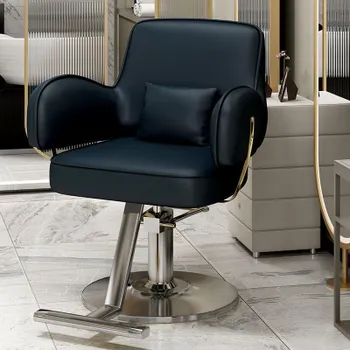 Парикмахерское кресло , гидравлика, Легкая роскошь, золотая Черный, серебристый