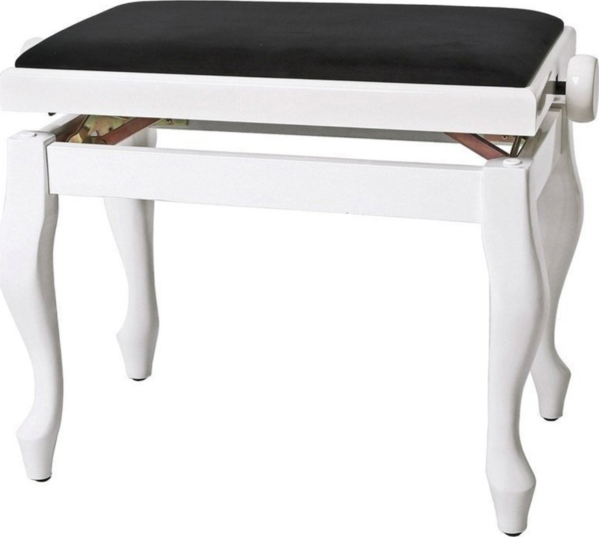 фото GEWA Piano Bench Deluxe Classic White Highgloss 130350 - банкетка белая глянцевая гнутые ножки верх черный