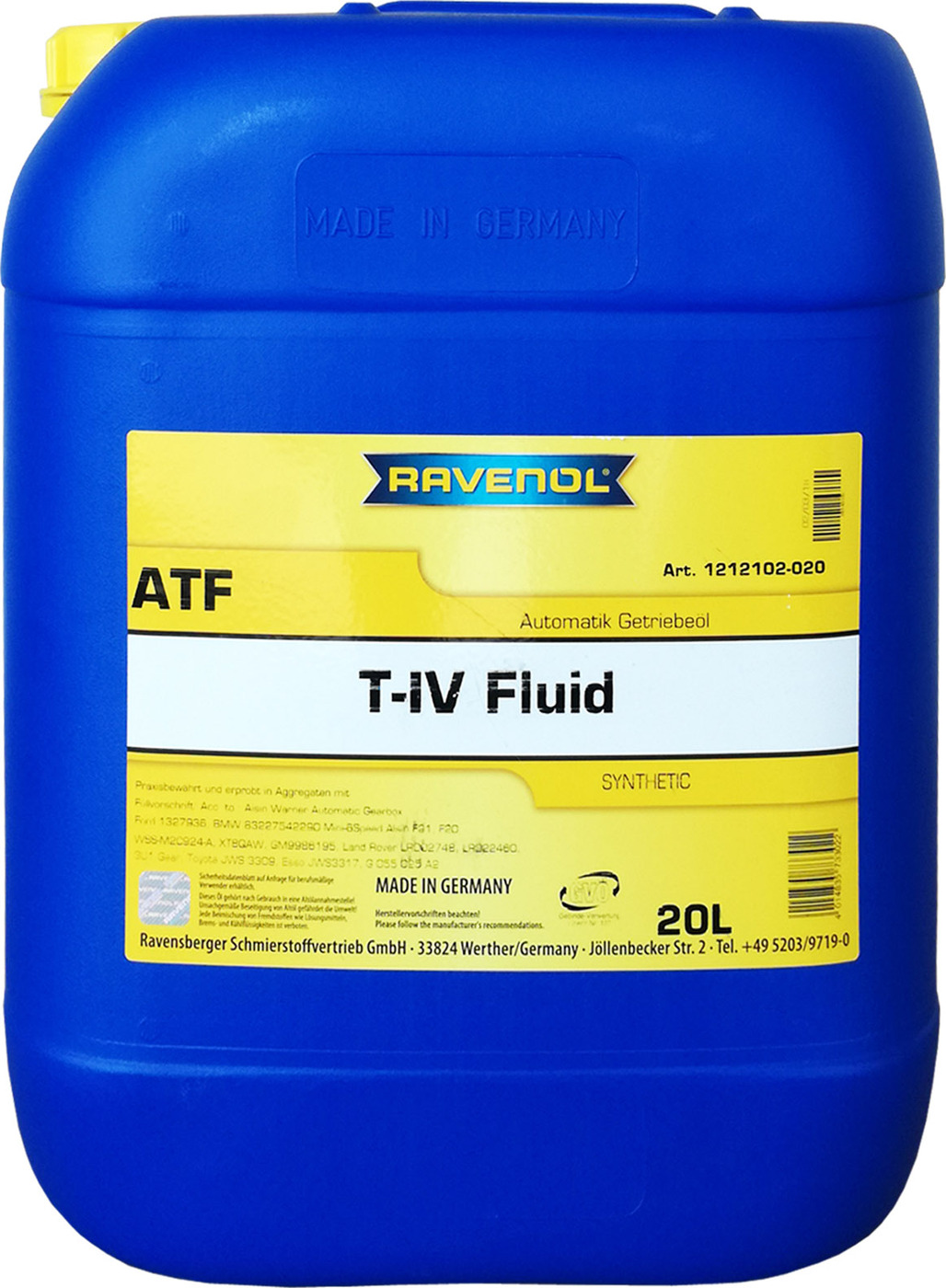 фото Трансмиссионное масло RAVENOL ATF T-IV Fluid (20л) new