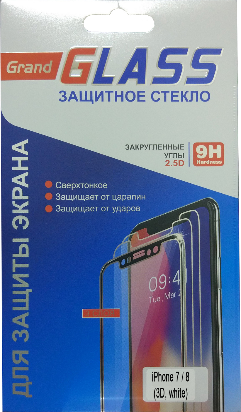 фото Защитное стекло 3D для iPhone 7 / 8 (белая рамка) Нет бренда