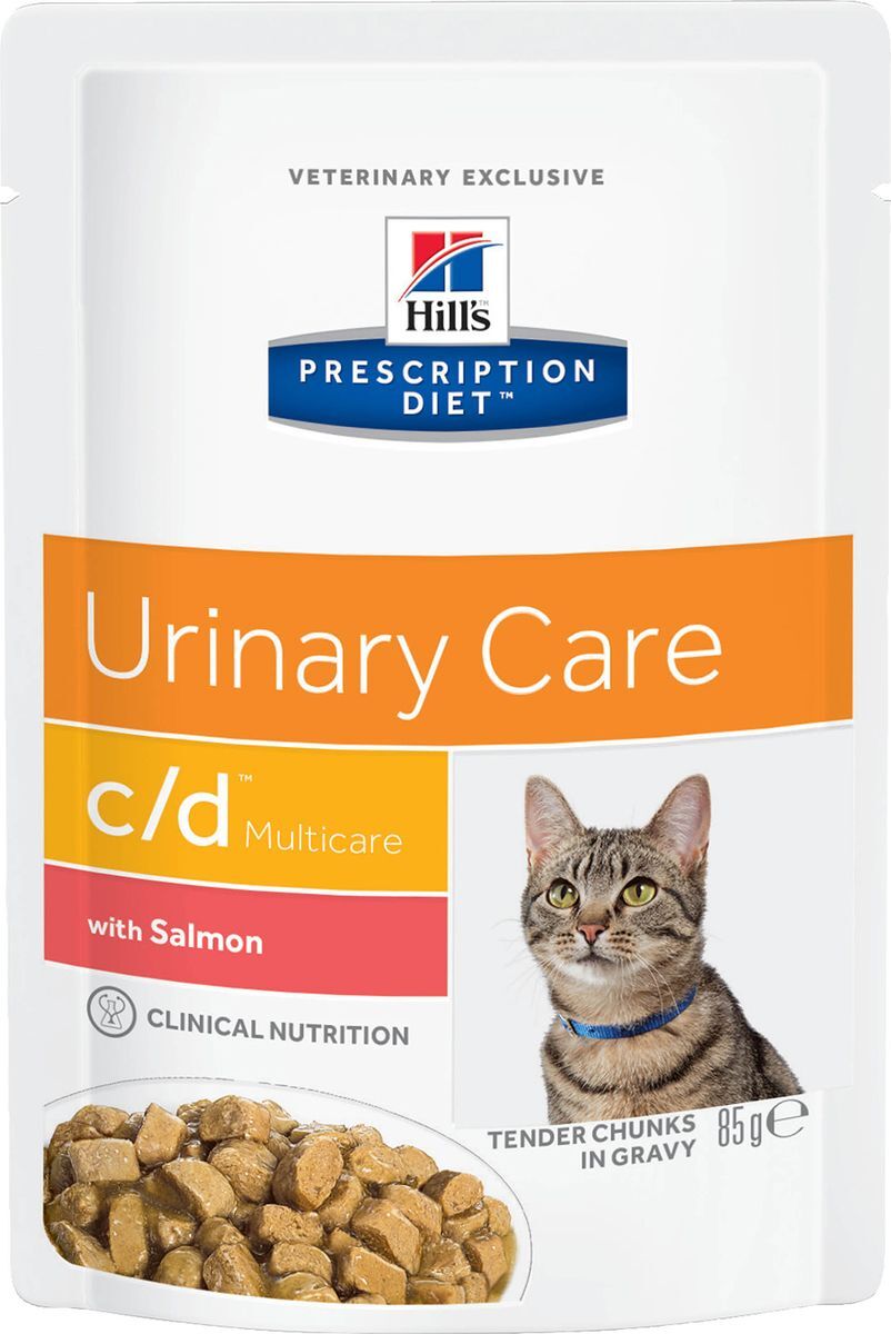 фото Корм влажный Hill's Prescription Diet c/d Multicare Urinary Care для кошек для поддержания здоровья мочевыводящих путей, с лососем, 12 шт по 85 г