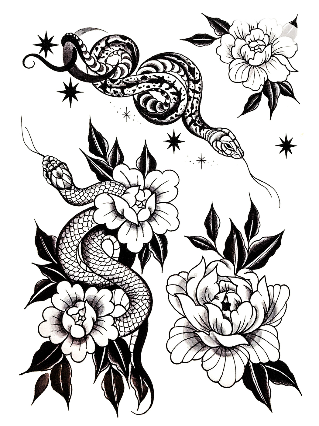 Змея и цветы эскиз