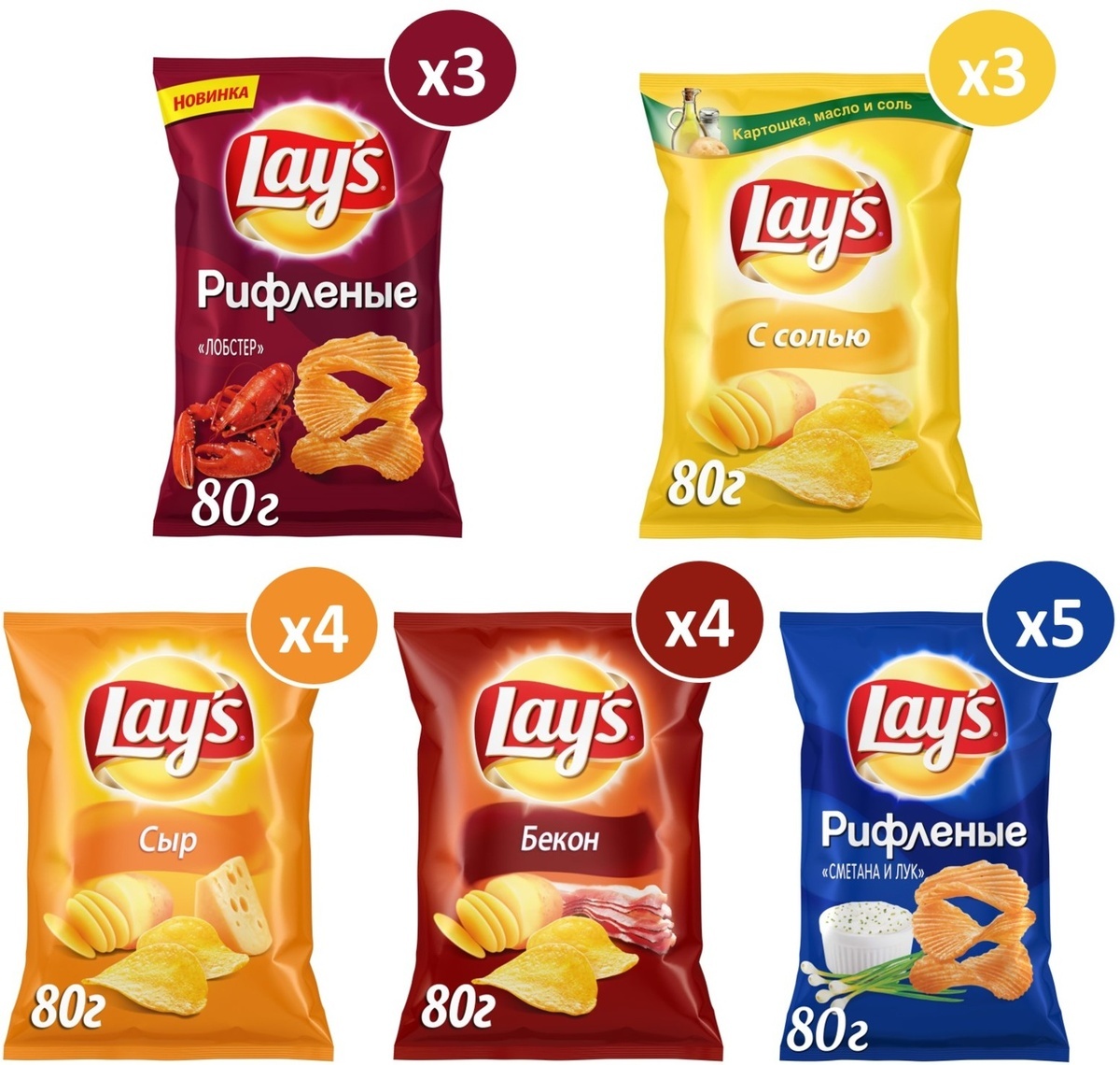 Чипсы Lay's Микс вкусов, 19 шт по 80 г — купить в интернет-магазине ...