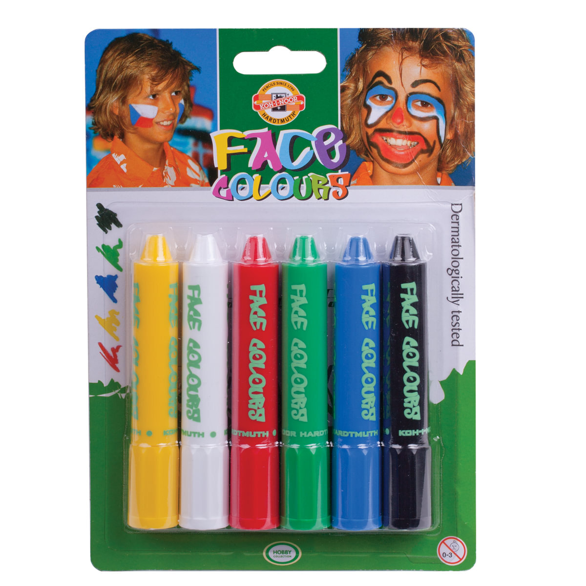 Грим для лица Koh-i-Noor, 6 цветов (белый, желтый, красный, синий ...