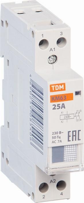 Контактор модульный TDM Electric КМ63/2-25 2P 25А 230В 2НО