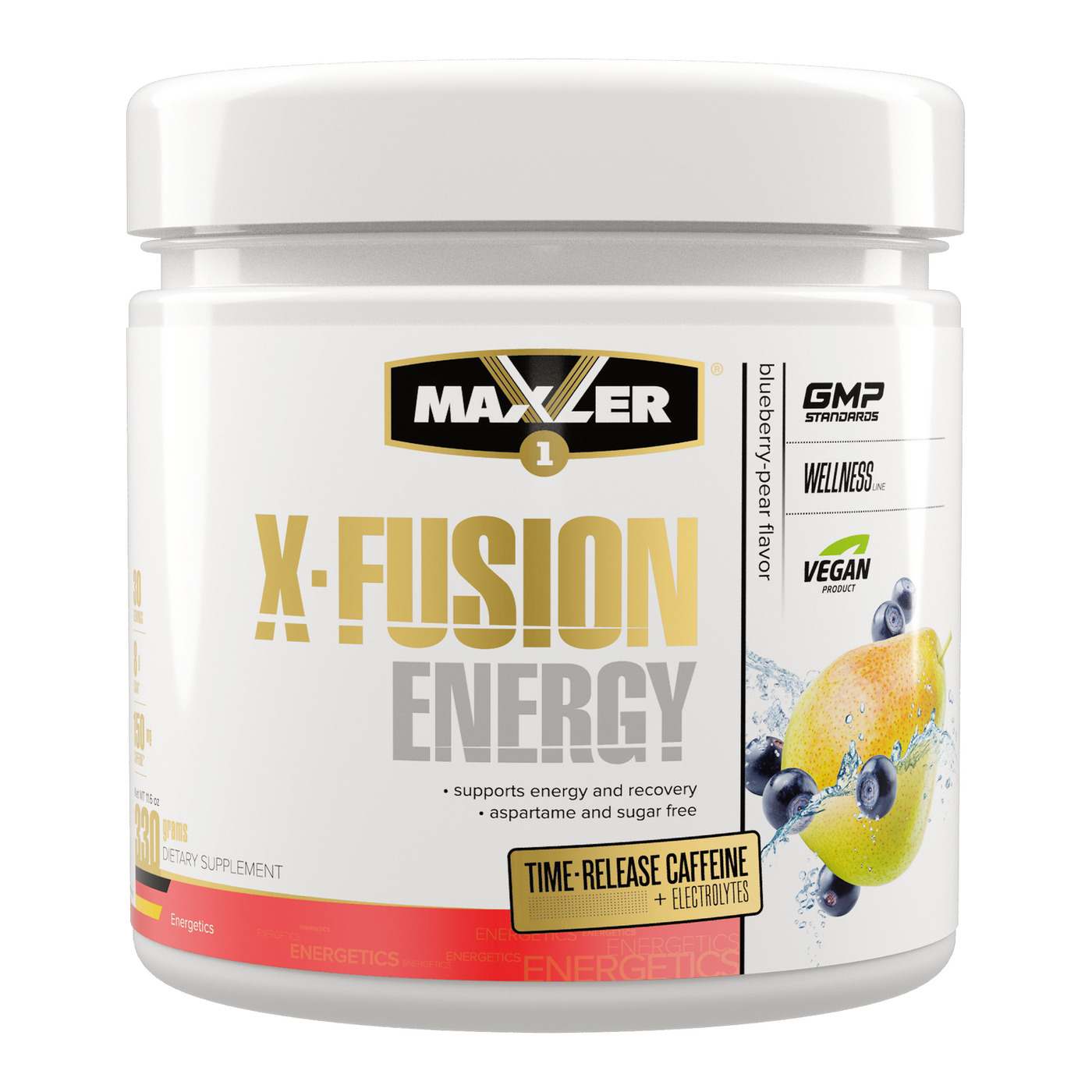 Энергетик и восстановитель с электролитами Maxler X-Fusion Energy 330 гр. (BCAA, кофеин, цитруллин малат) - Черника-Груша