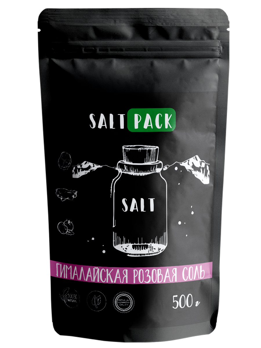 Настоящая Гималайская Розовая Соль PREMIUM (Помол 2-5 мм) пищевая, 500 грамм SALT PACK /Без примесей