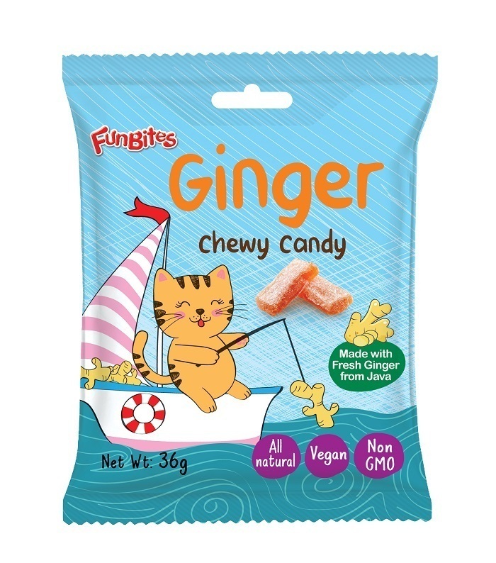 Имбирные жевательные конфеты FunBites с оригинальным вкусом Ginger