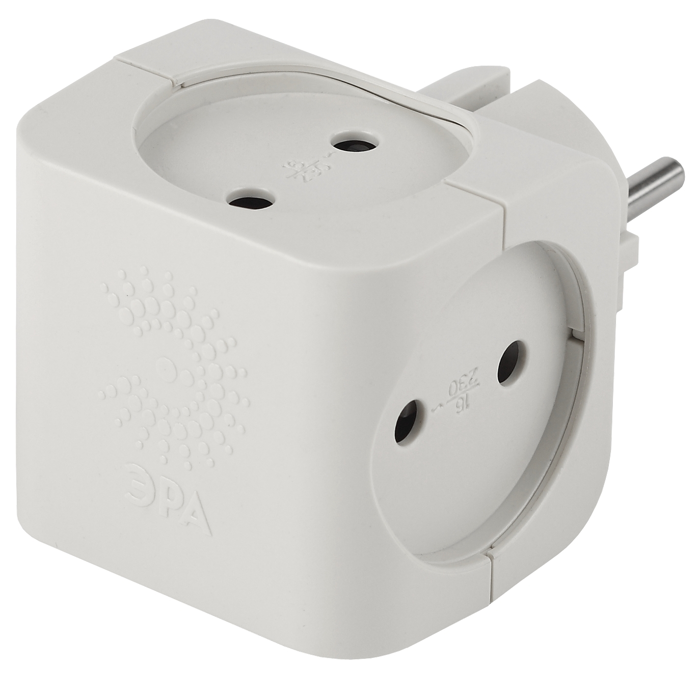 Тройник Эра \"SP-4\", белый, 4 разъема, негорючий поликарбонат, латунные ...