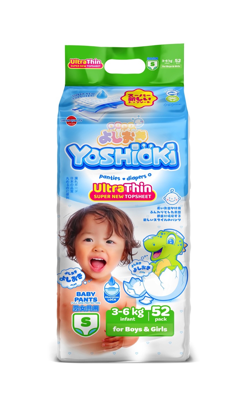 YOSHIOKI трусики - подгузники, ультратонкая серия, размер S (3 - 6 кг) 52 шт