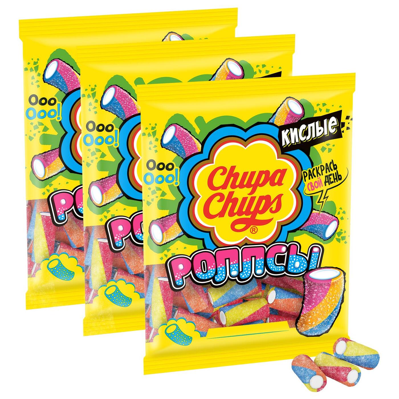 Жевательный мармелад chupa chups кислые роллсы 150г