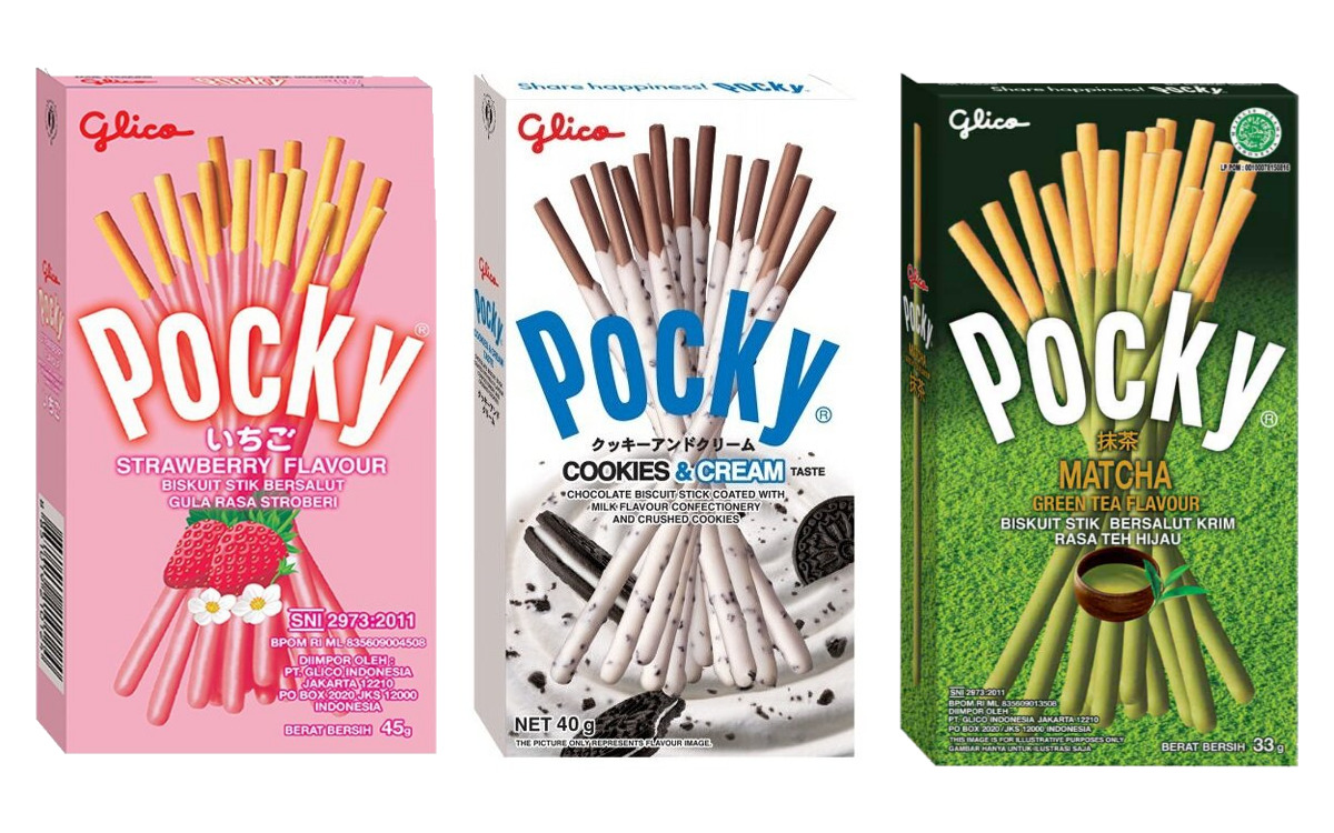Набор Палочки Pocky 3 вкуса (Green Tea, Strawberry, Cookies and cream ...